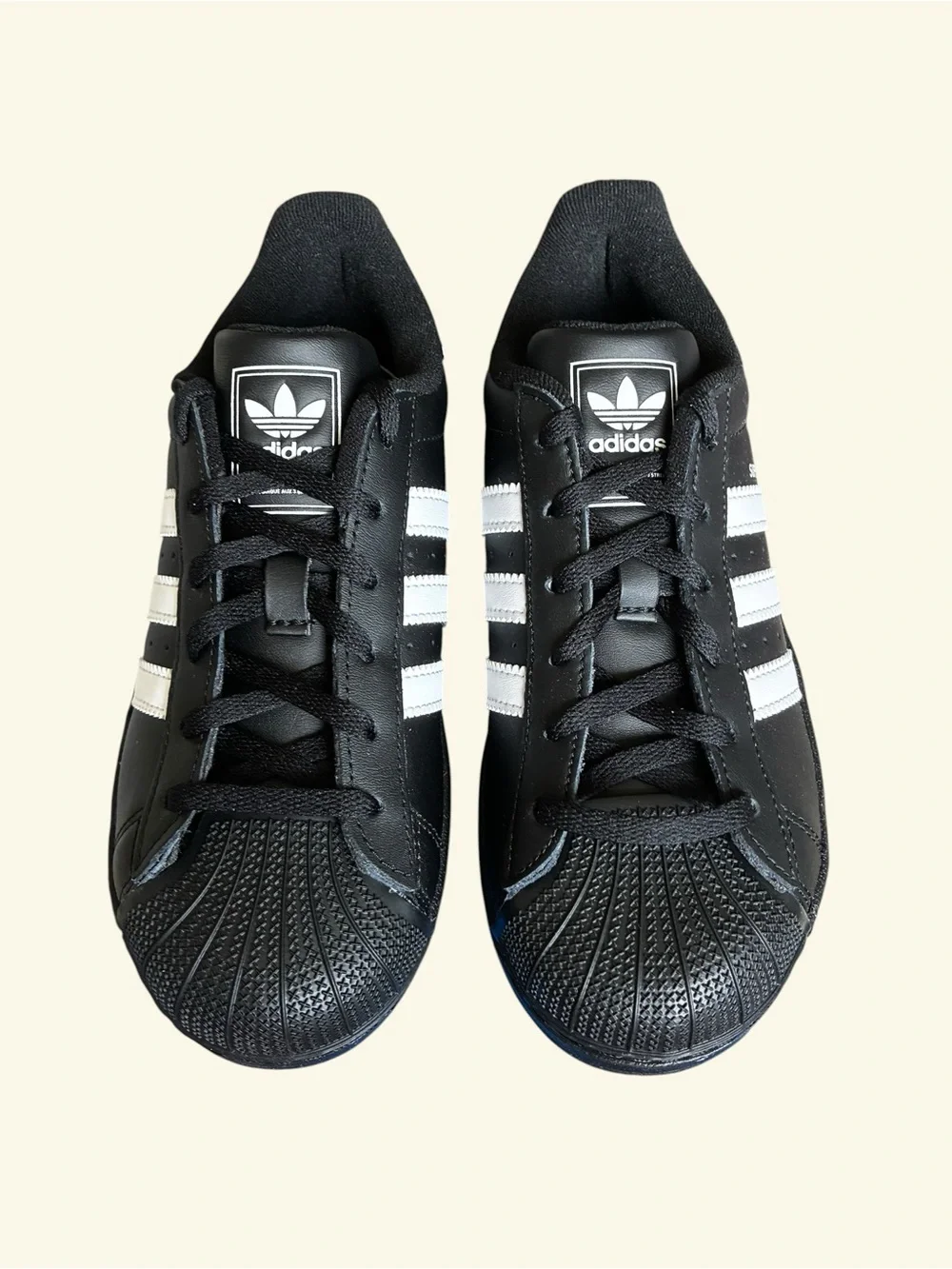 adidas Superstar II Size 3Y (Big Kids) Black White Leather Sneakers NEW